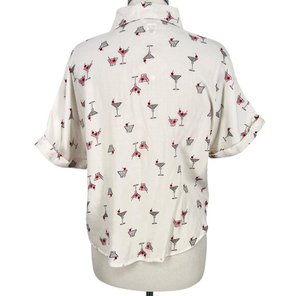 Japna Martini Print White Button-Down Shirt Size Small NWT - Picture 9 of 13